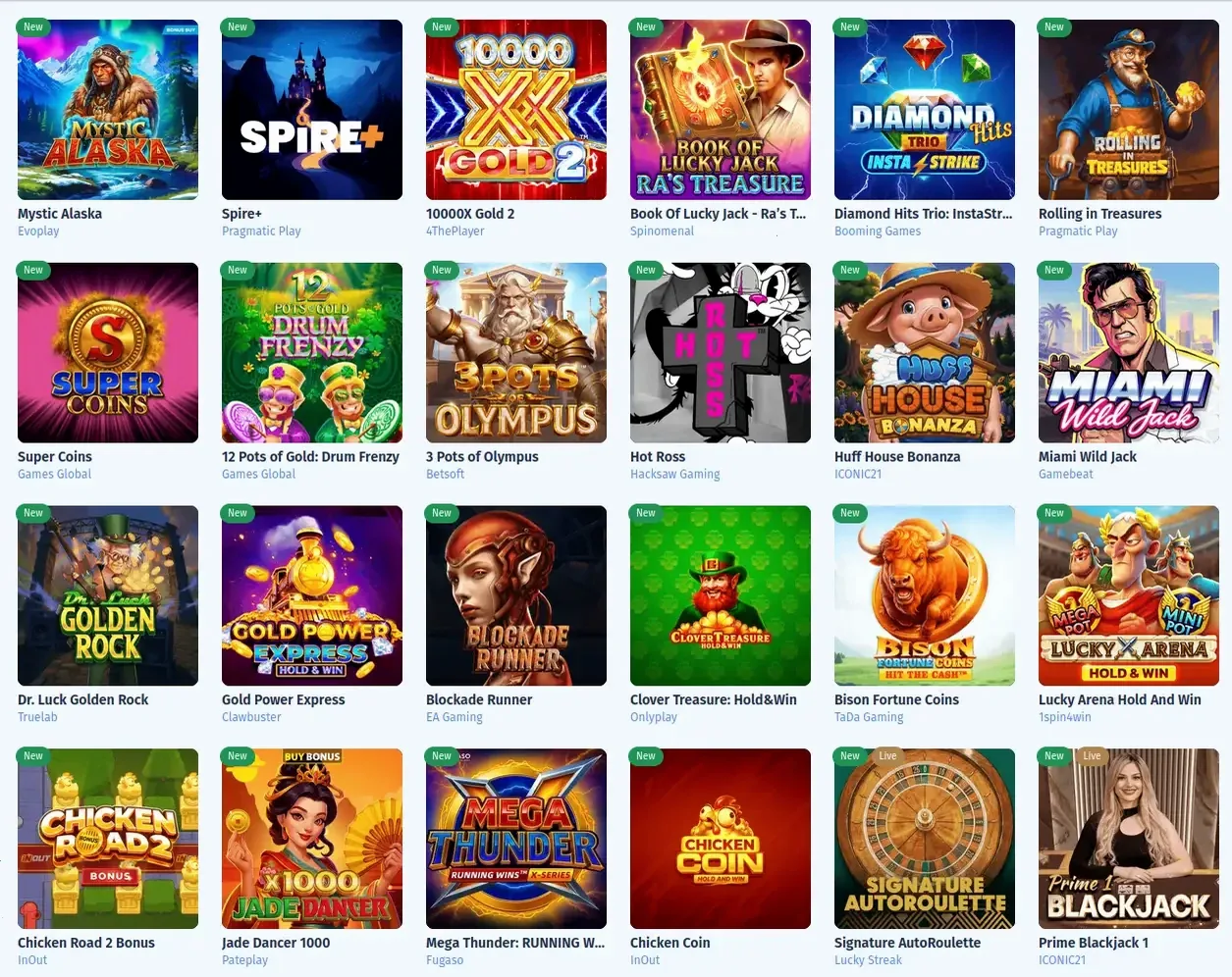 Playjonny Casino Spielauswahl